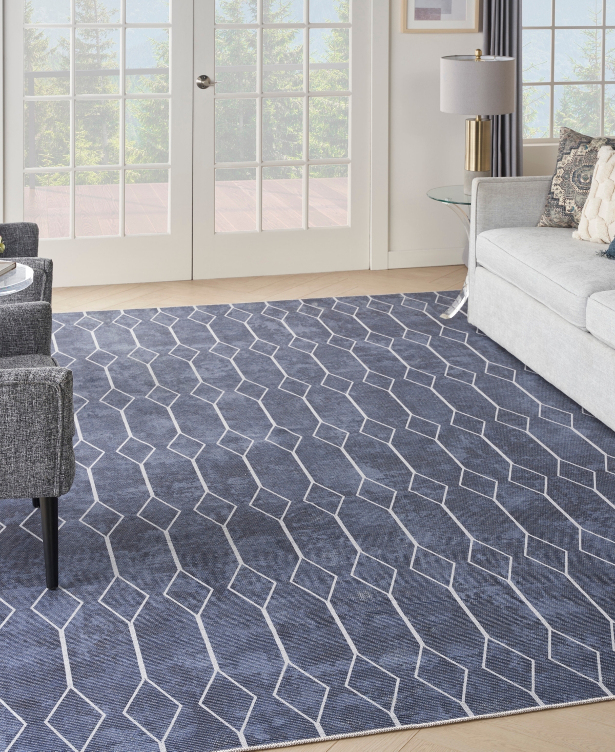 Nicole Curtis Machine Washable Series 1 Sr107 7'10''x9'10'' Area Rug In Navy