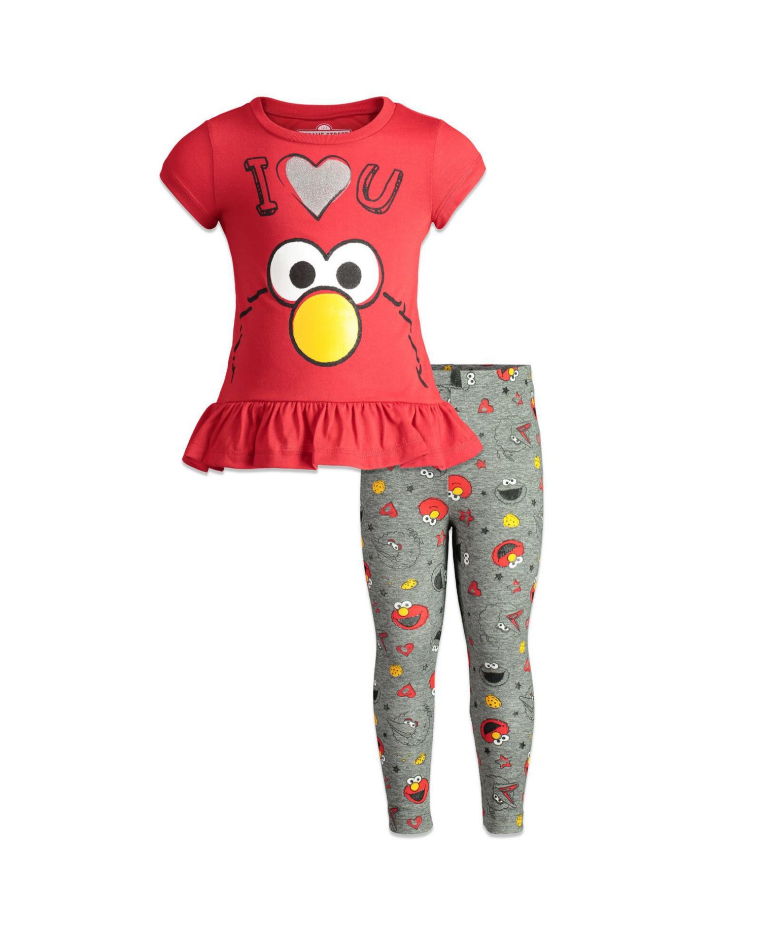 Baby Girls Pullover Peplum T-Shirt and Leggings Outfit Set