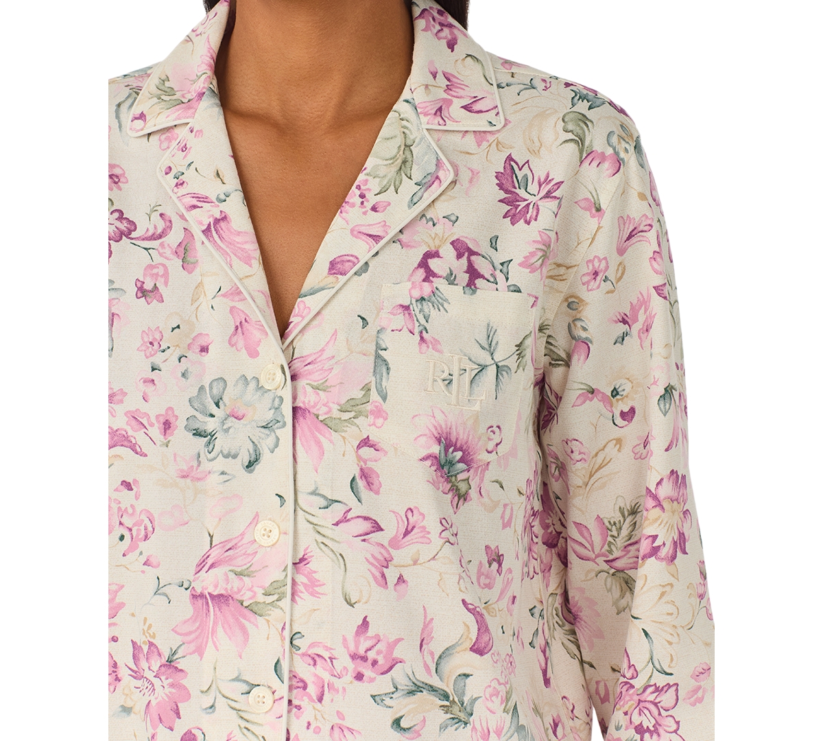 Lauren Ralph Lauren Women's 2-Pc. Long-Sleeve Notch-Collar Long Pants Pajama Set -pt