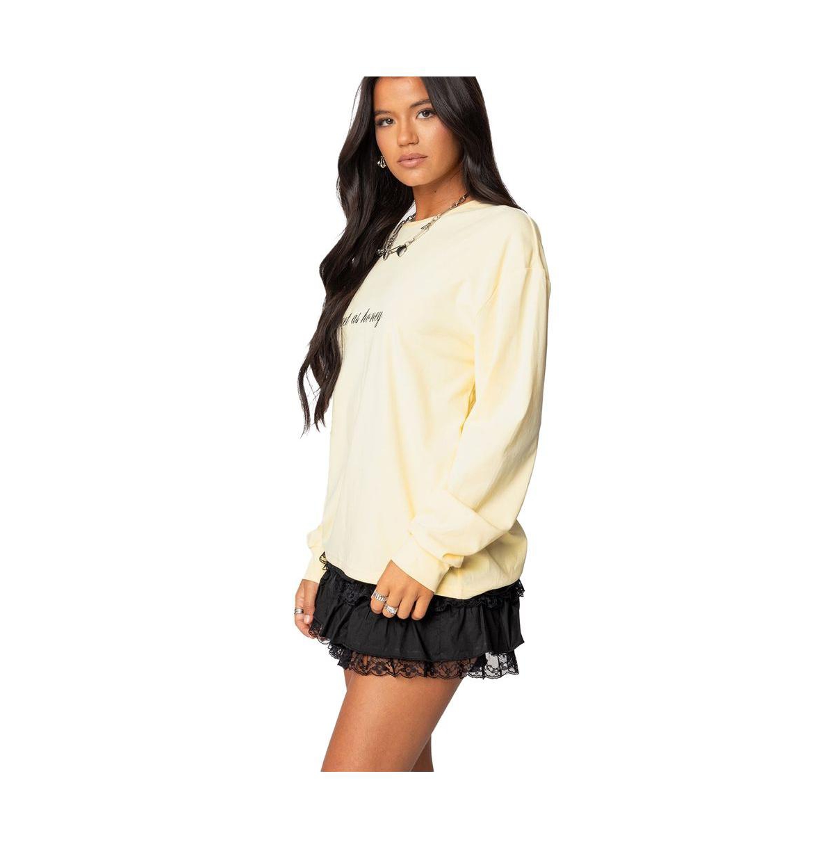 Edikted Women's Honeybee Oversized Long Sleeve T Shirt