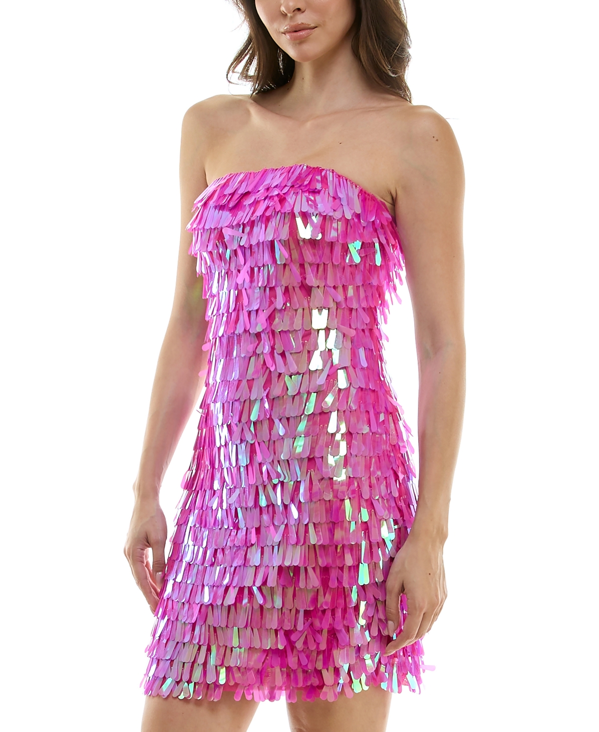 B Darlin Juniors' Sequined Strapless Bodycon Dress -iri