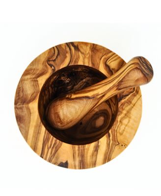 Olive Wood Flat Edge Pestle and Mortar
