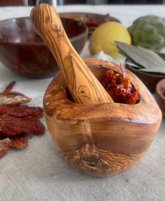 Olive Wood Rustic Edge Pestle and Mortar