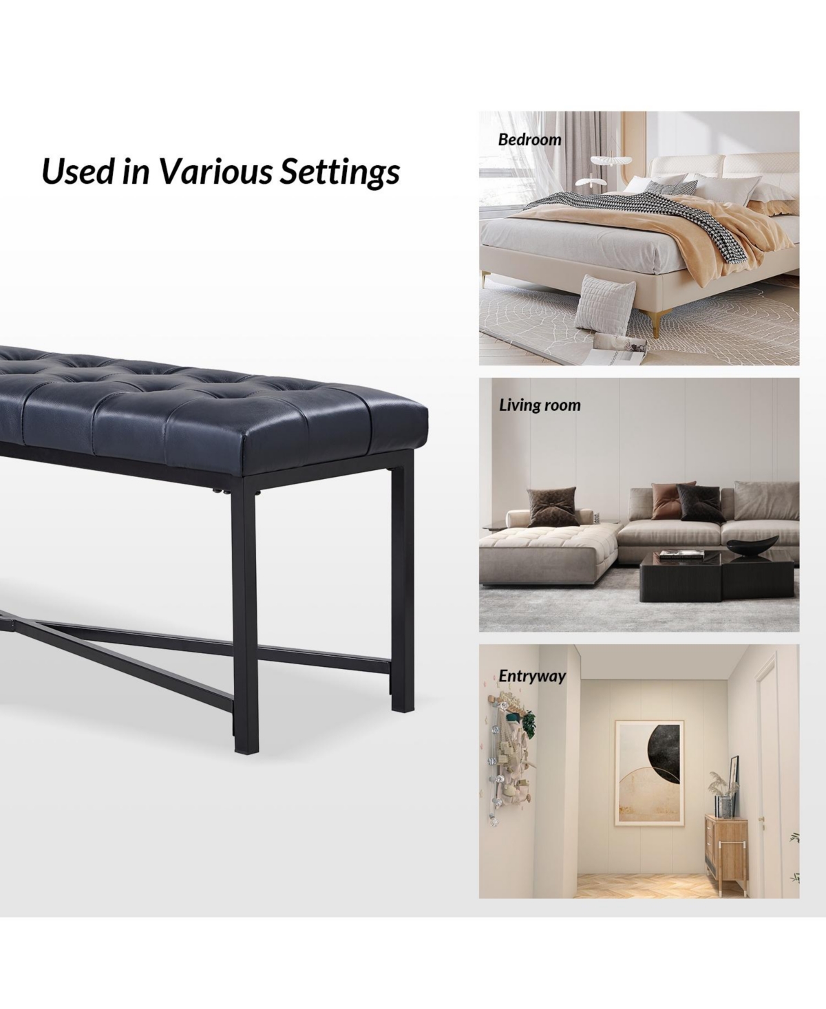 Hulala Home Eberhard Modern Upholstered Flip Top Storage Bench with Button-Tufted