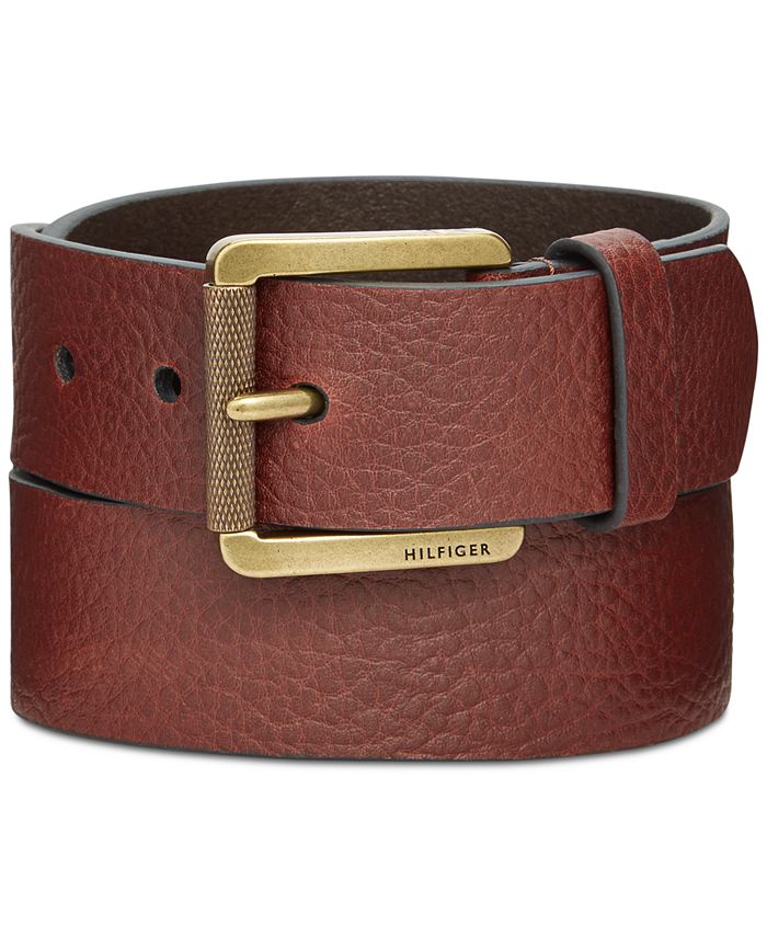 Tommy Hilfiger Knarled Buckle Leather Belt - Macy's