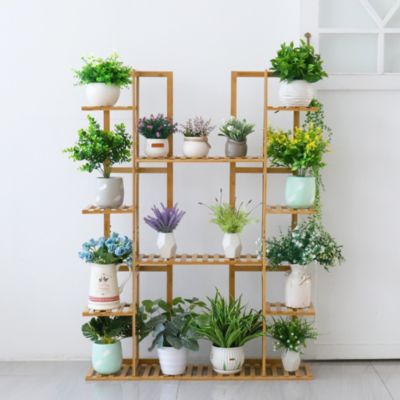 Garden Potted Flower Plant Stand 9 Tier Wood Corner Display Shelf Shelving Rack