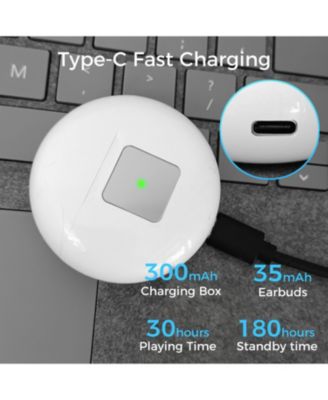 Ear-Buds- Bluetooth 5.2, Stereo/Noise Cancel, 30Hrs- Wireless Charging