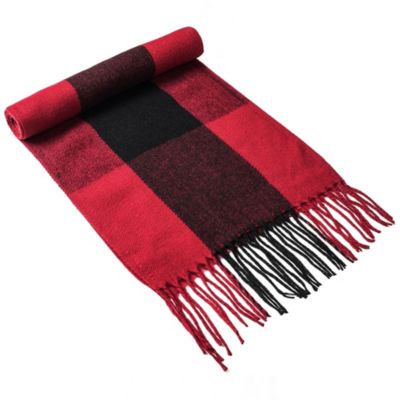 Men's Scarf Soft Knit Winter Scarves Plaid Striped or Solid Neck Covering Long Warm Stylish