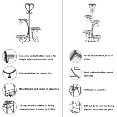 4 Tier Plant Stand Outdoor Garden Metal Flower Display Rack Shelf Home Decor