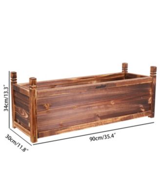 Wood Planter Box Outdoor Garden Rectangular Planter Flowers Box Raised Bed