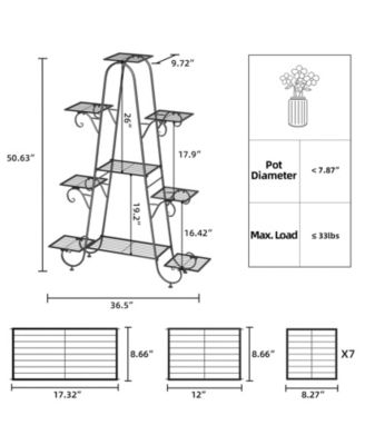 9 Tier Metal Garden Plant Stand Flower Pots Display Rack Holder for Plants Black