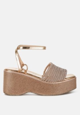 Womens Swifties Rhinestone Embellished Lace-Up Sandals