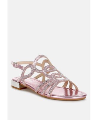 Womens Jisters Cut Out Detail Rhinestone Flat s Sandals