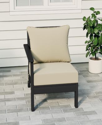 Outdoor Patio HDPE Left Arm Sectional  Weathered Wood Corner Club Chair with Patio Cushions