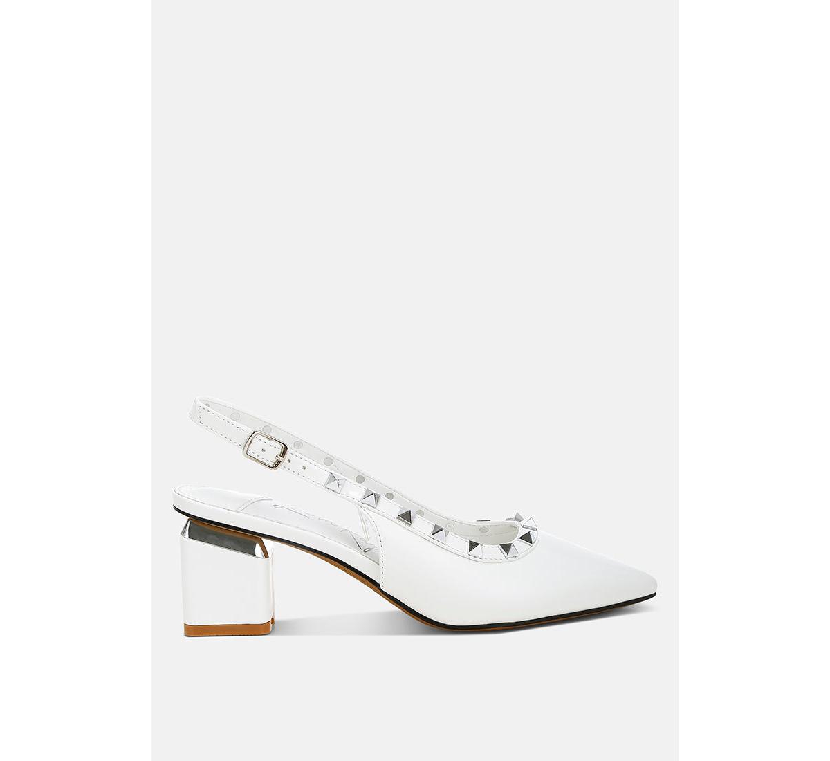 Hiral Stud Embellished Slingback Sandals - White