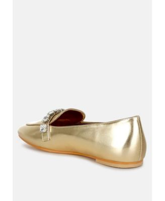 Womens Celosia Metallic Diamante Strap Loafers