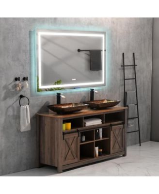 Bathroom Vanity Mirror Lighted Bathroom Aluminum Mirror 6000K LED Anti-Fog Dimmable Makeup Mirror 72 x 36 Inch White One Size