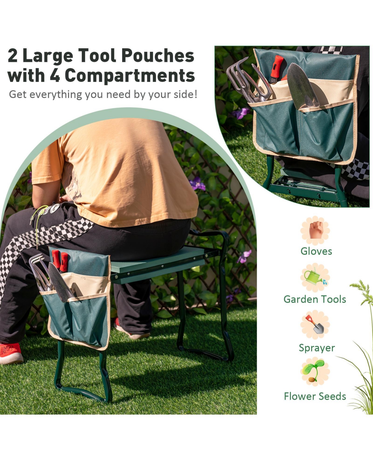 Garden Kneeler and Seat, Foldable Garden Stool Heavy Duty Gardening Bench