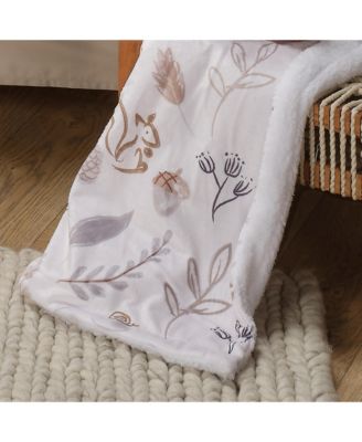 Treetop Fox Woodland/Forest Minky/Faux Shearling Fleece Baby Blanket