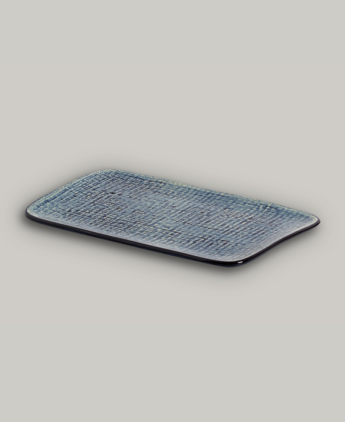 Porto Brasil 10.63" Stoneware Medium Rectangular Juta Platters, Set Of 4 In Denim