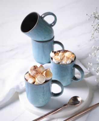 Stoneware Coup Mugs, Set of 4