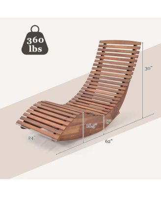 2 PCS Outdoor Acacia Wood Rocking Chair with Widened Slatted Seat and High Back