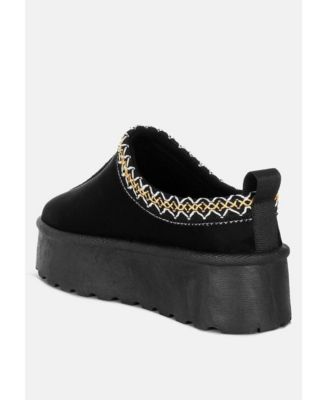 London Rag Struter Embroidered Platform Fur Classic Slip-On