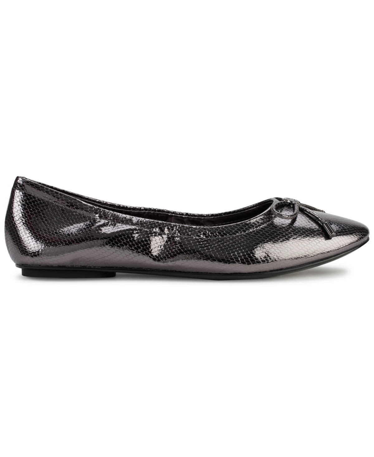 Karl Lagerfeld Paris Velma Snakeskin Embossed Ballet Flat In Dark Slate