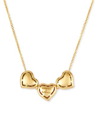 Godiva x Passion Ruby (1/3 ct. t.w.) & Diamond (5/8 ct. t.w.) Pav&eacute; Heart Statement Necklace in 14k Yellow Gold, 17" + 2" extender
