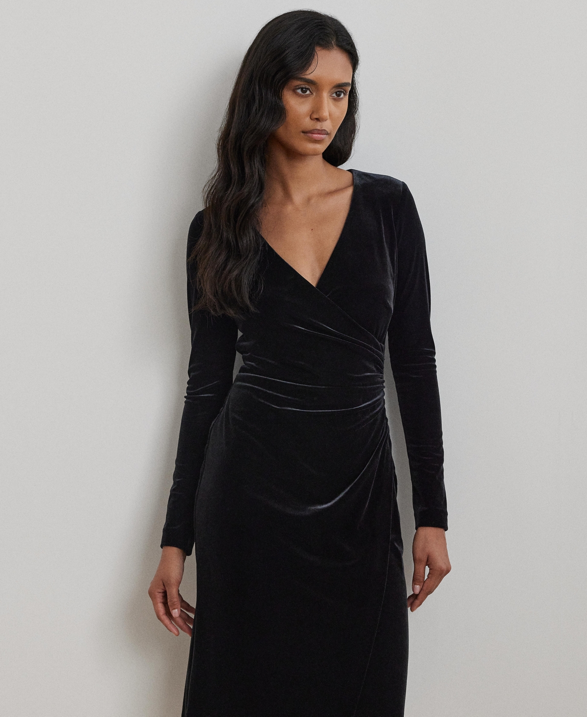 Lauren Ralph Lauren Women's Stretch Velvet Surplice Dress