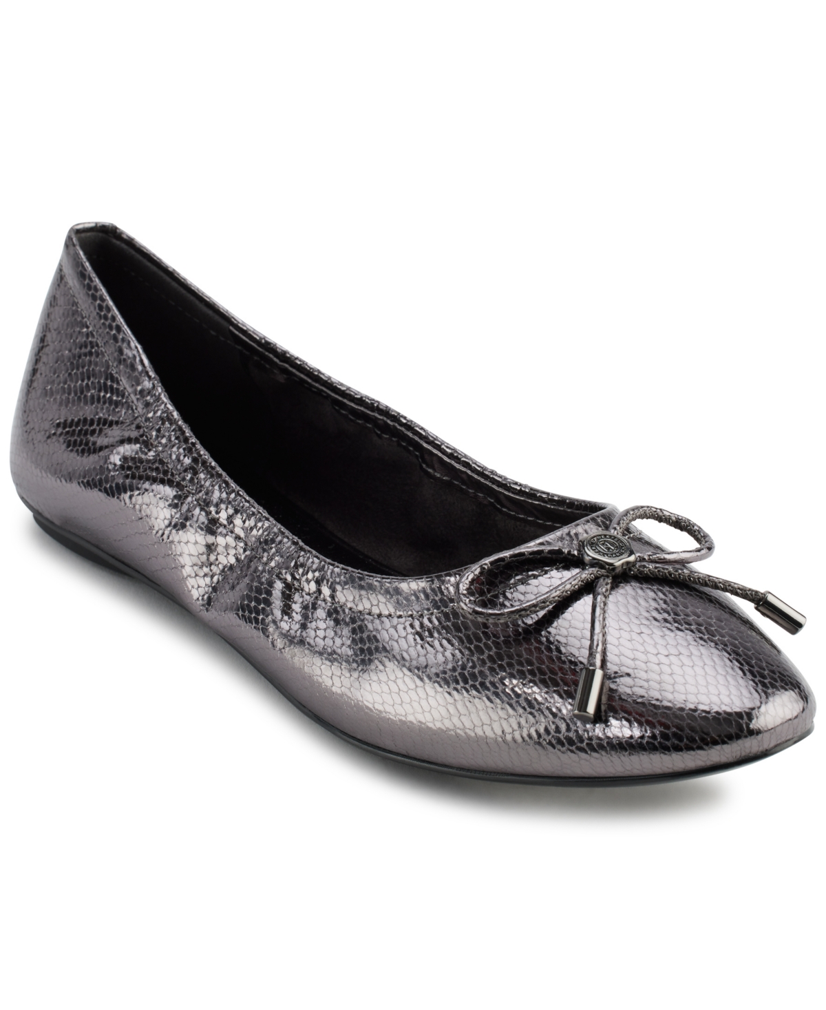 Karl Lagerfeld Paris Velma Snakeskin Embossed Ballet Flat In Dark Slate