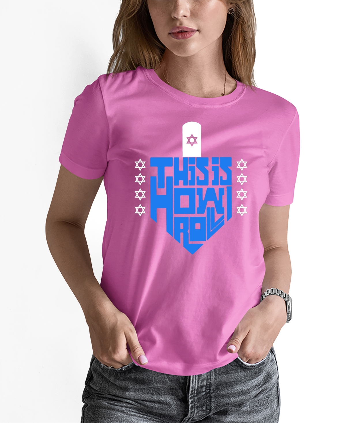 Women's This is How I Roll Word Art Crew Neck T-Shirt - Pink