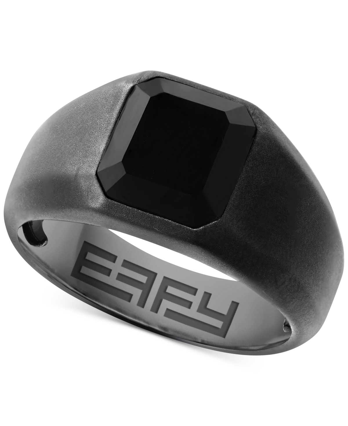 Effy Men's Onyx Solitaire Ring in Black Rhodium-Plated Sterling Silver - Silver