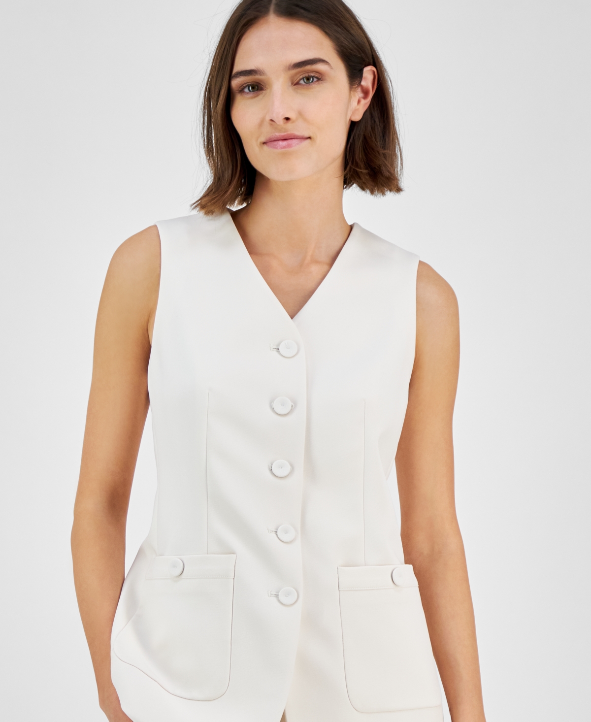 Anne Klein Petite Patch-Pocket Vest