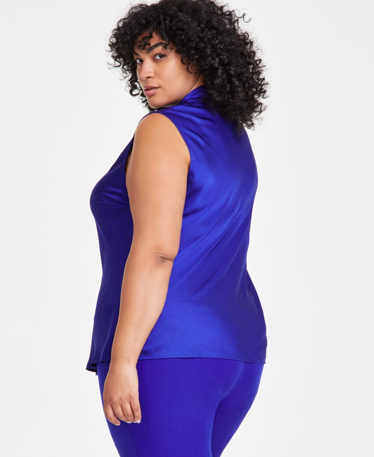 Kasper Plus Size Crepe Sleeveless Tie-Front Top