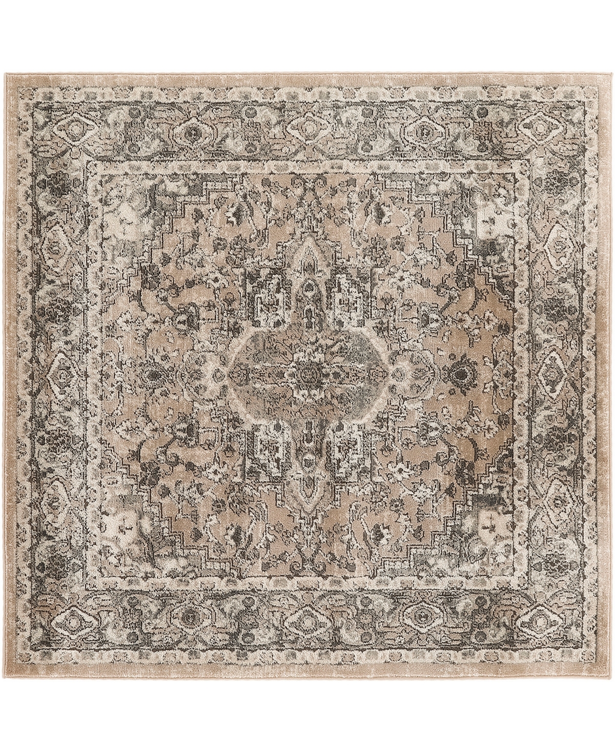Nourison Home Quarry Qua05 4'x4' Square Area Rug In Beige,gray