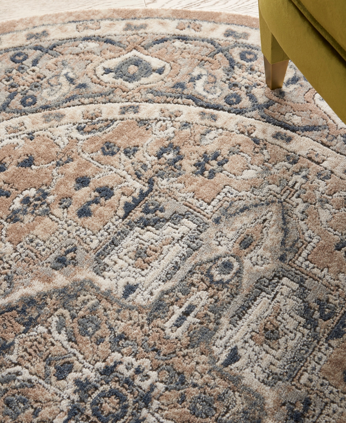 Nourison Home Quarry Qua05 5'3"x5'3" Round Area Rug In Beige,gray