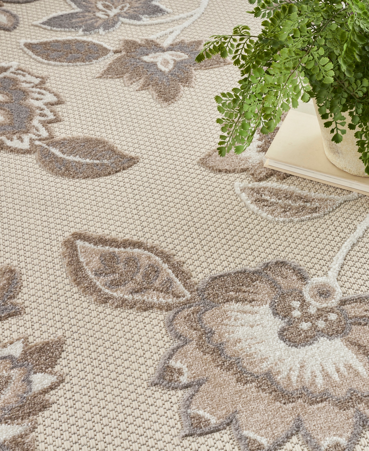 Nourison Home Aloha Alh31 3'6"x5'6" Area Rug In Beige