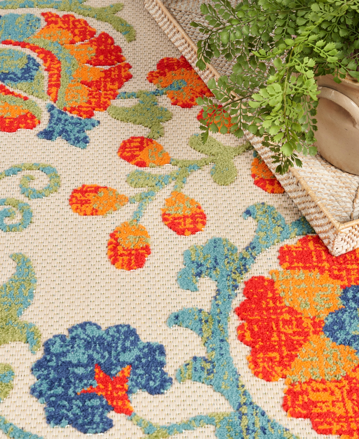 Nourison Home Aloha Alh17 6'x9' Area Rug In Red,multi