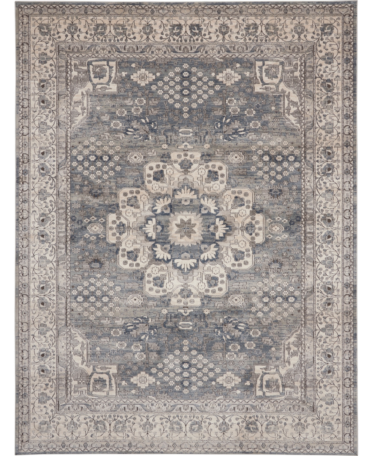 Nourison Home Quarry Qua07 6'7"x9'6" Area Rug In Gray,ivory