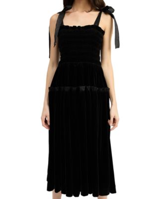 En Saison - Women's McKenna Smocked Tie-Shoulder Midi Dress