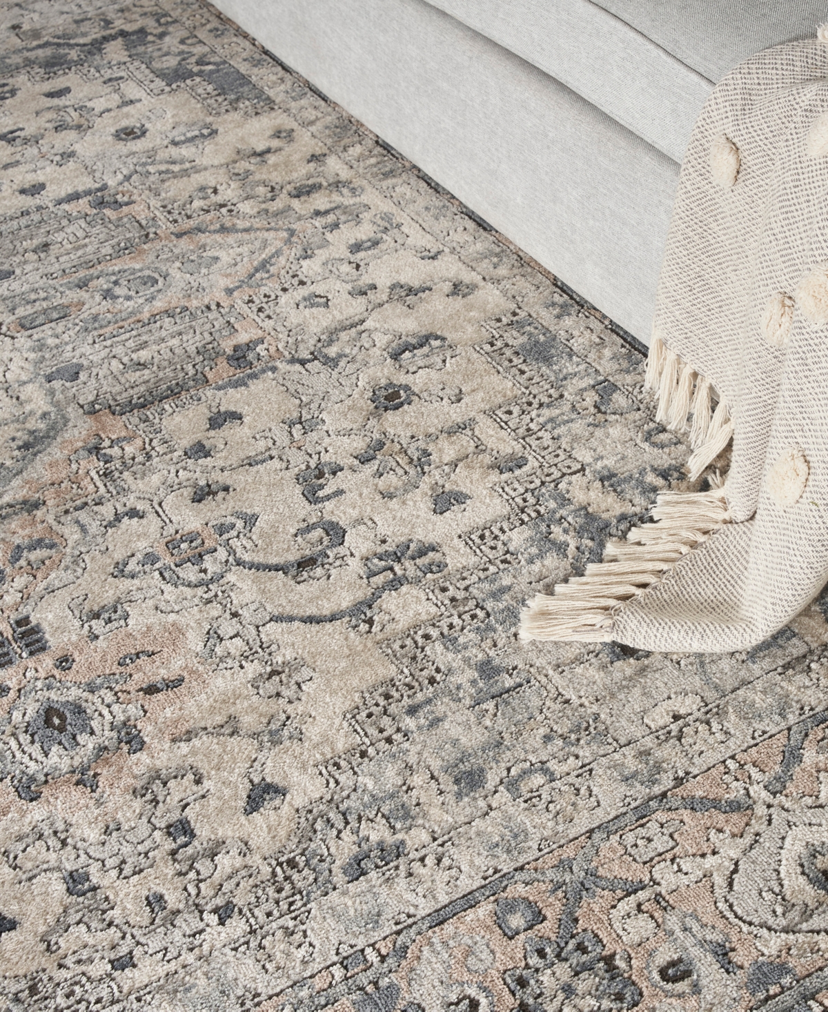 Nourison Home Quarry Qua05 2'2"x7'6" Runner Area Rug In Ivory,gray
