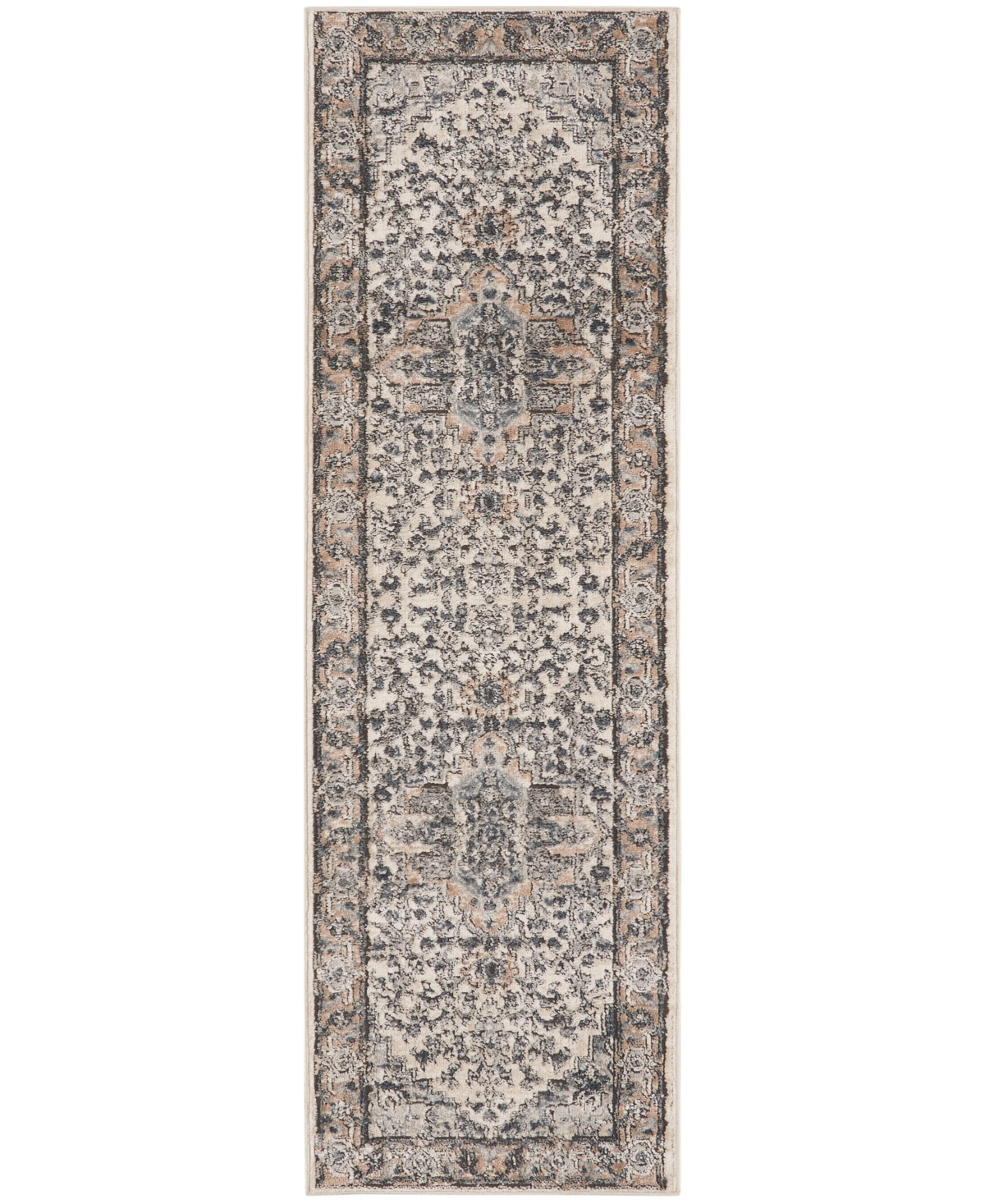 Nourison Home Quarry Qua05 2'2"x7'6" Runner Area Rug In Ivory,gray