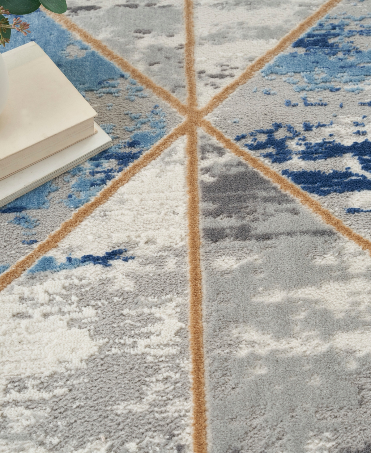 Nourison Home Elation Etn12 5'3"x7'3" Area Rug In Gray,blue