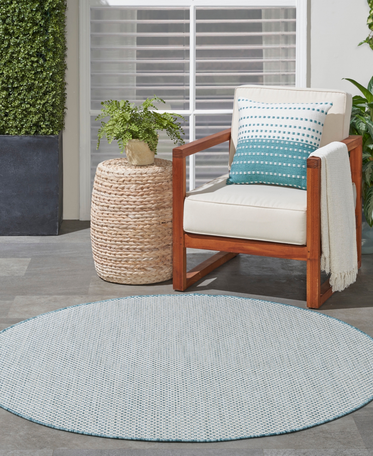 Nourison Home Courtyard COU01 5'x5' Area Rug -Aqua