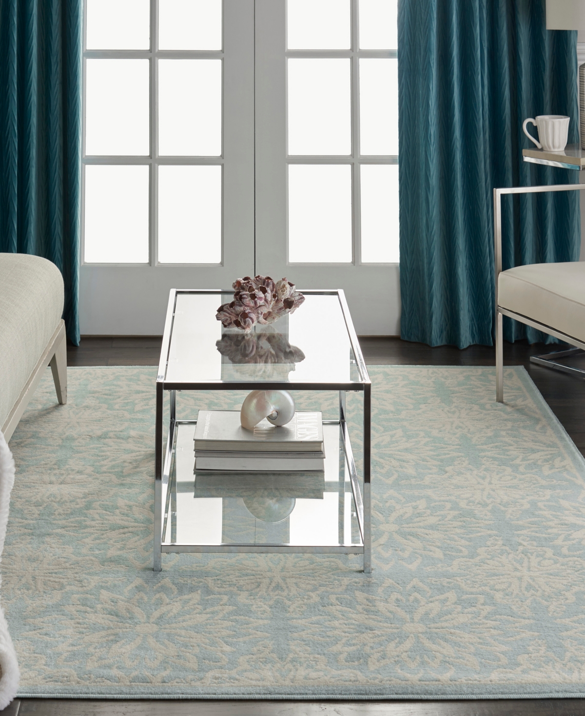 Nourison Home Jubilant Jub06 4'x6' Area Rug In Ivory,aqua