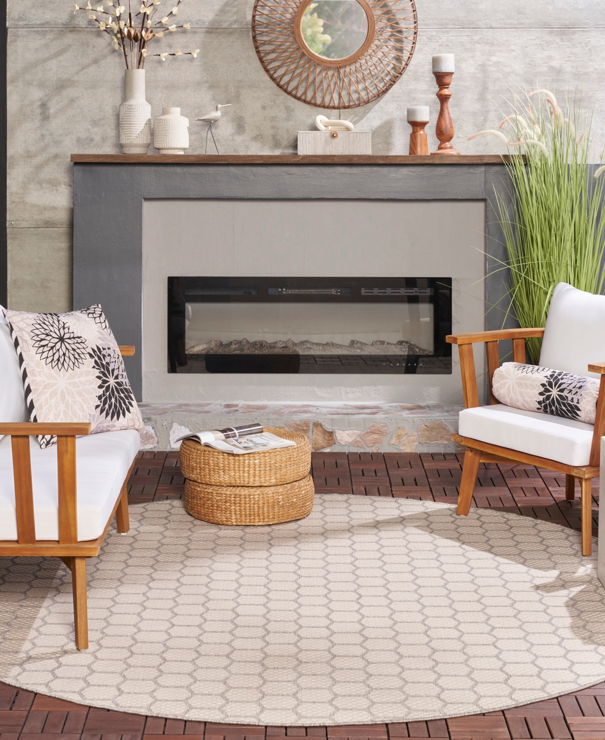 Nourison Home Twist Reversible Tws01 8'x8' Round Area Rug In Gray
