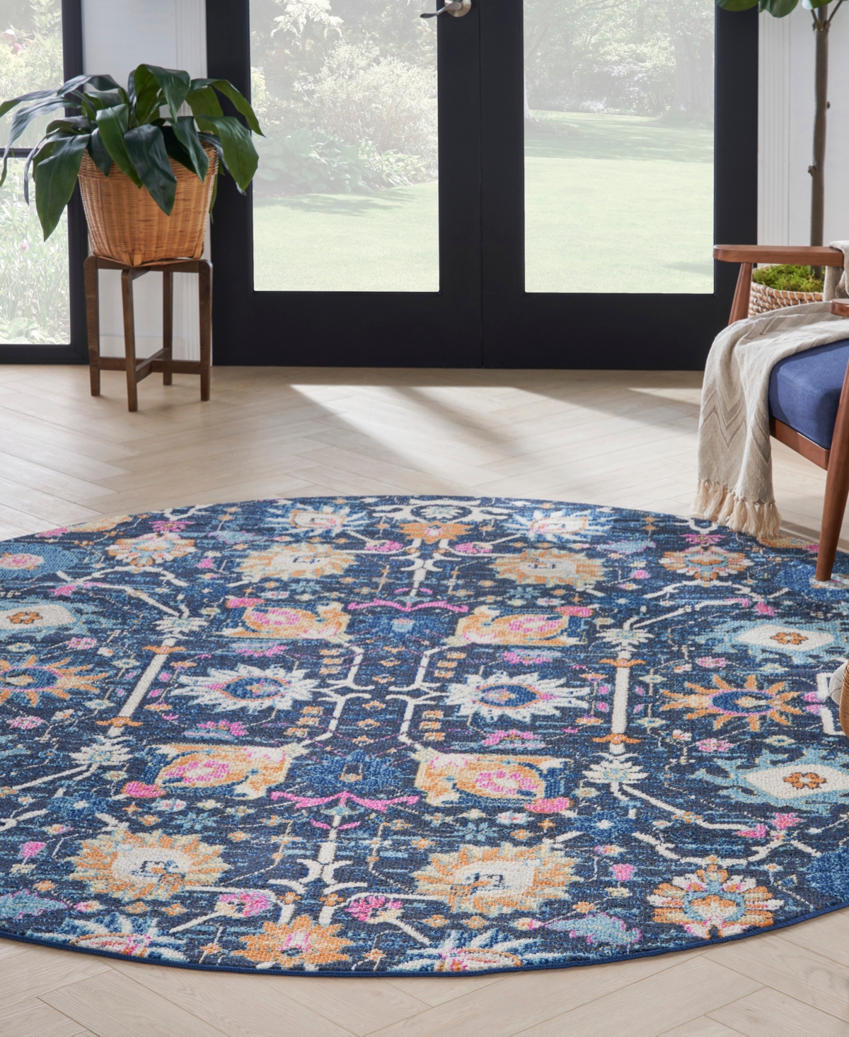 Nourison Home Passion Psn01 8'x8' Round Area Rug In Navy