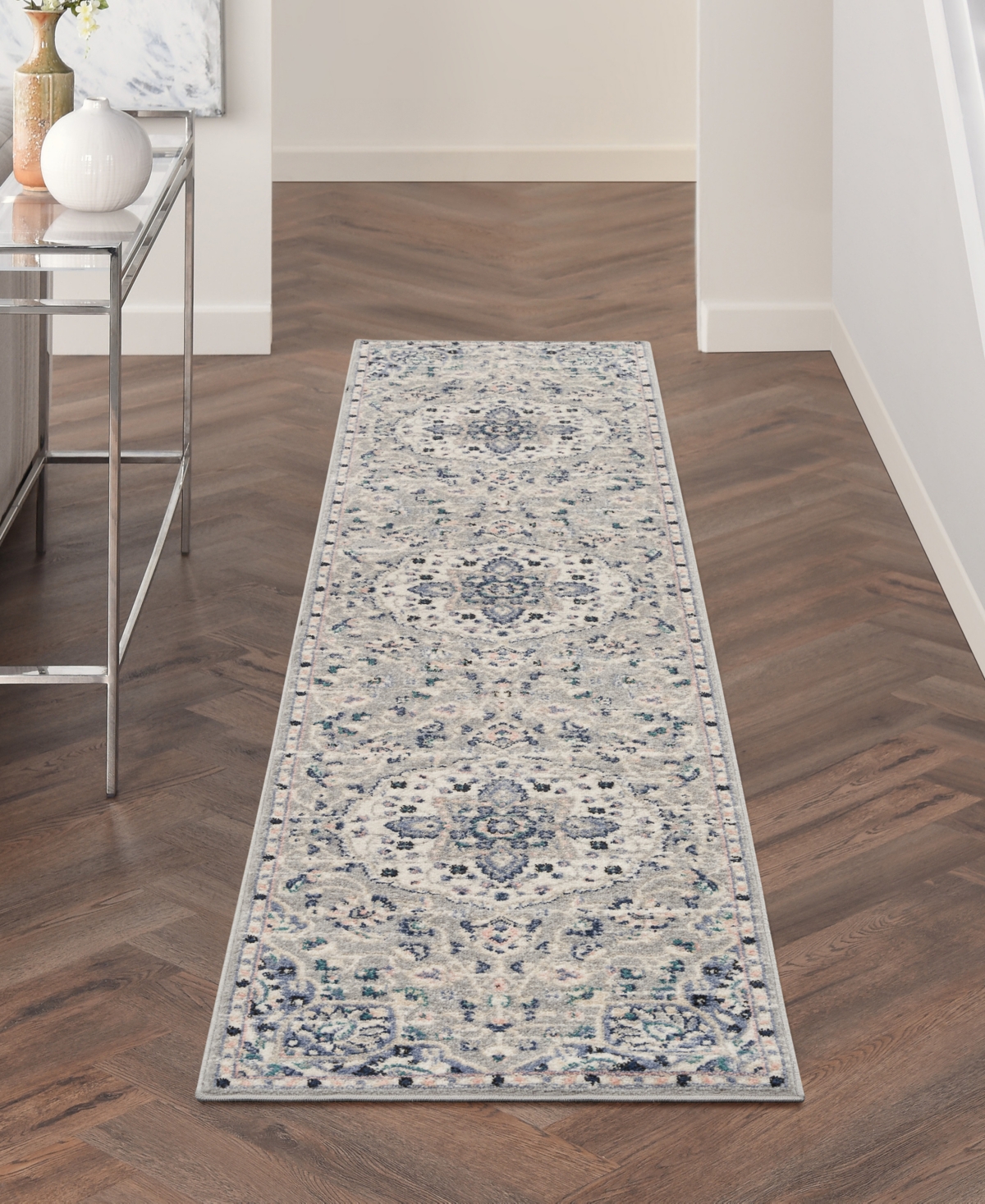 Nourison Home Passion Psn22 2'2"x10' Runner Area Rug In Gray,beige
