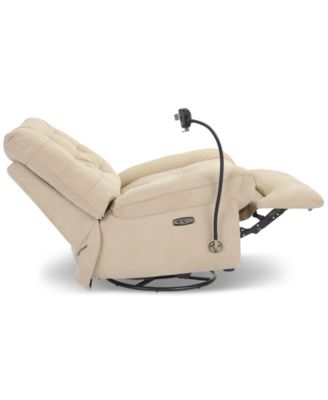 Bovell Fabric Power Swivel Glide Recliner, Created for Macy's
